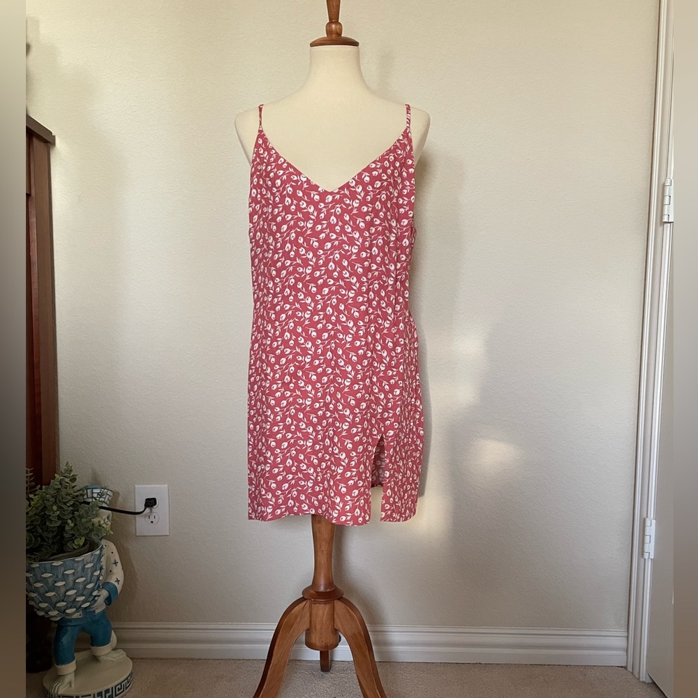Pink floral reformation slip dress